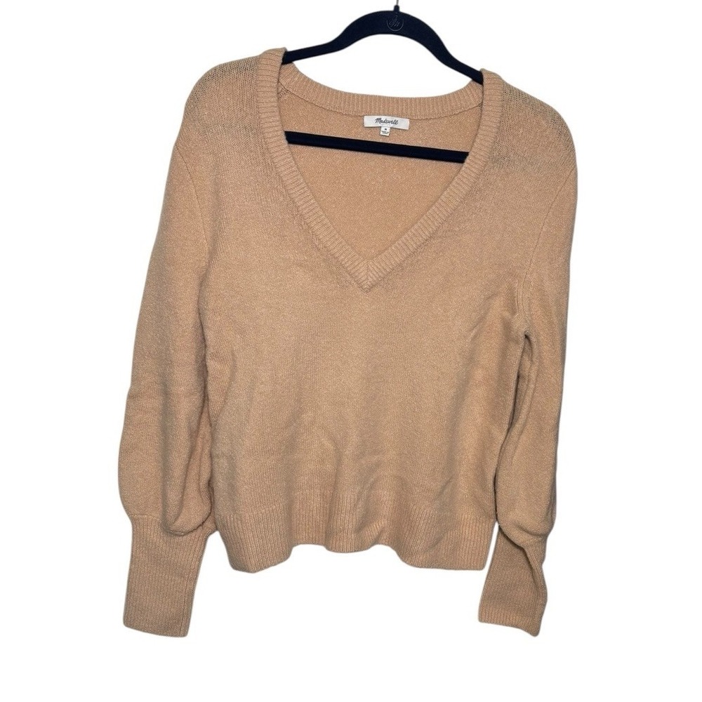 Madewell Tan V-Neck Knit Sweater